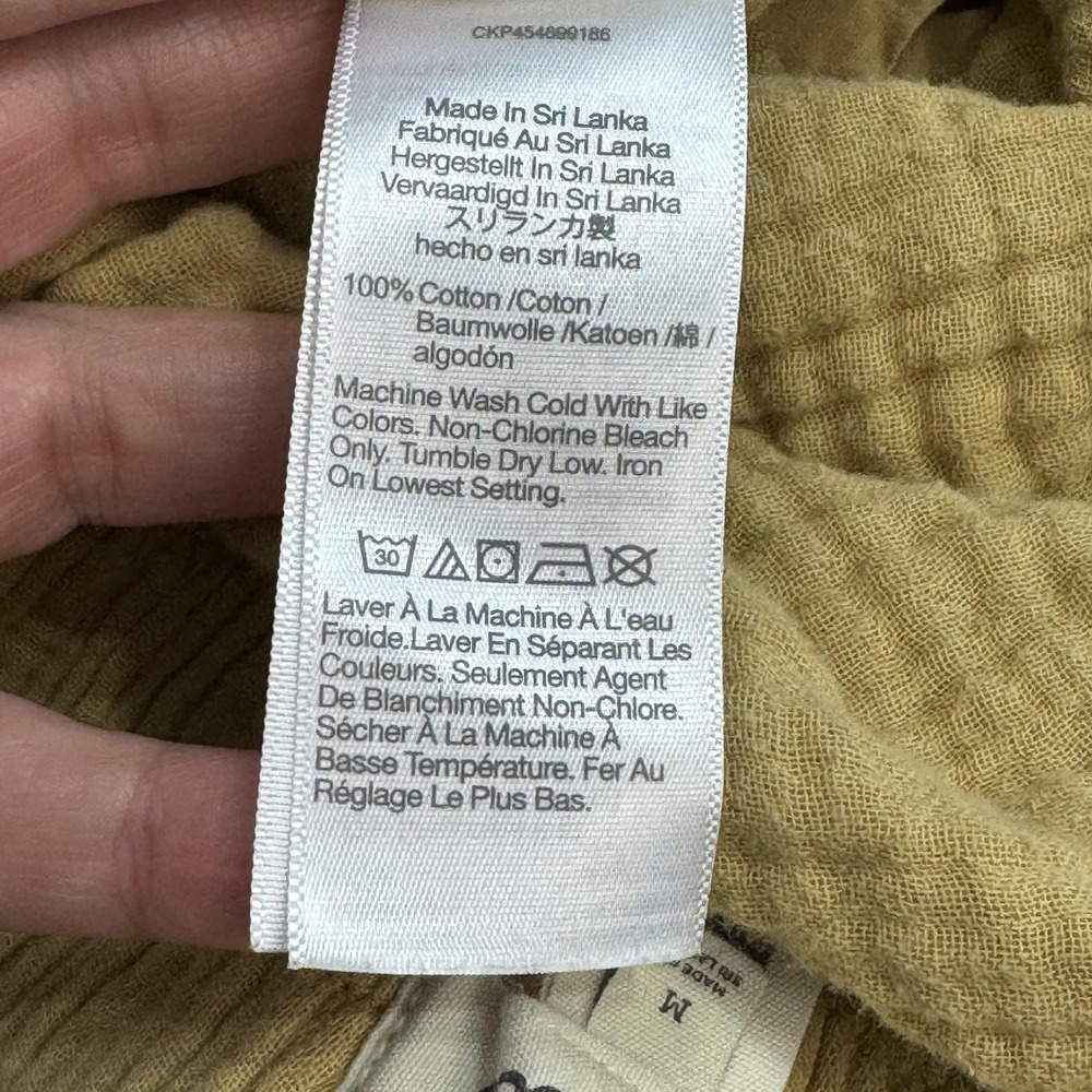 Madewell Pants Women's Medium Yellow Cotton Gauze Pull On Relaxed Cropped SU21 - Picture 14 of 15